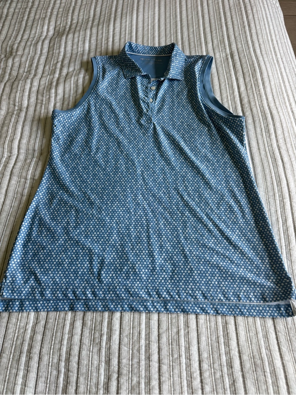 Peter Millar Blue Dot Sleeveless Polo Golf Tank Sz L